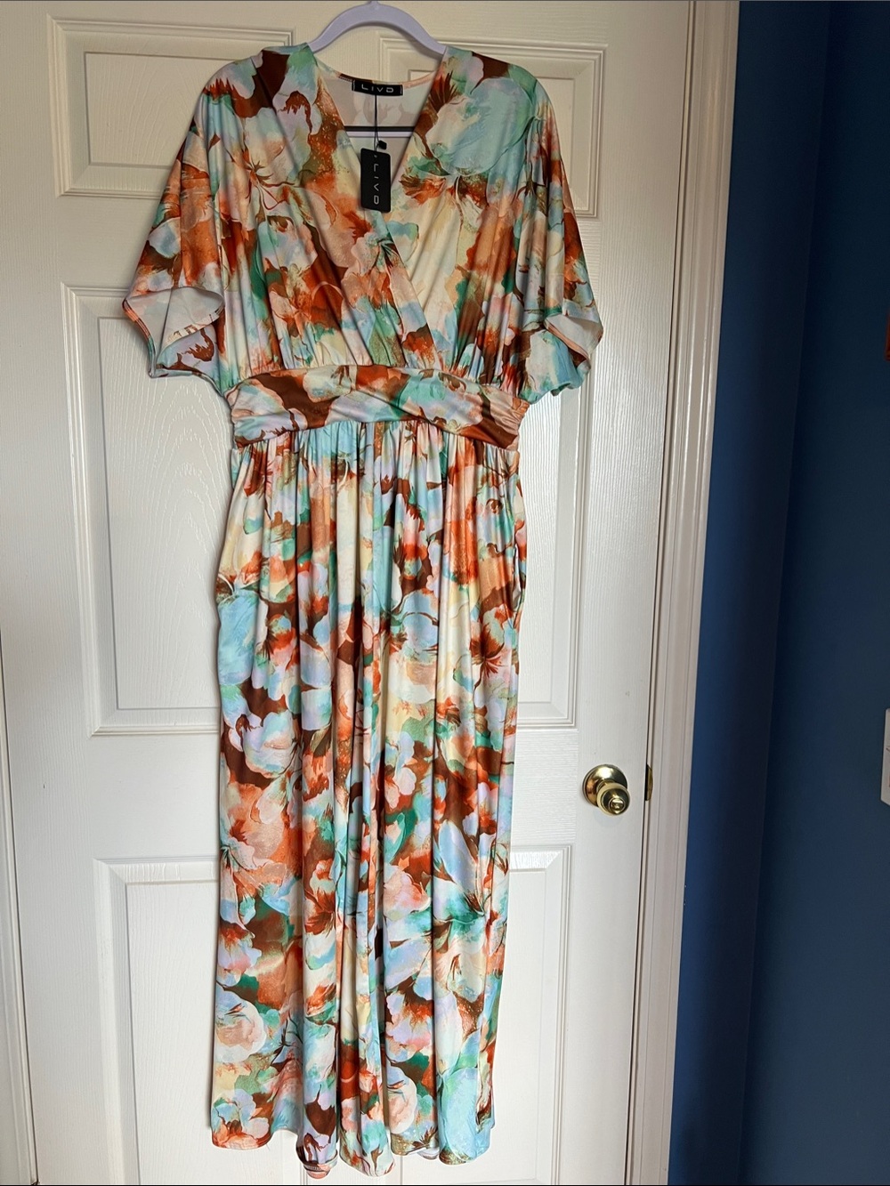 Tropical Tiki Vacation Floral Wrap Maxi Dress